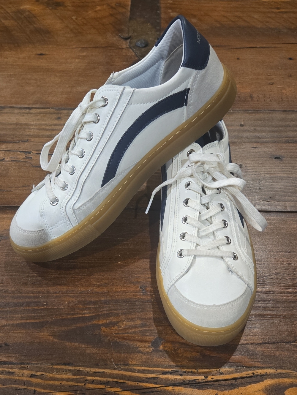 White Casual Women's Sneakers with Navy Accent